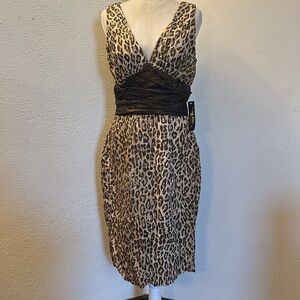 Nicole Bakti Sleveeles Animal Print Women's MIDI Dress Size L